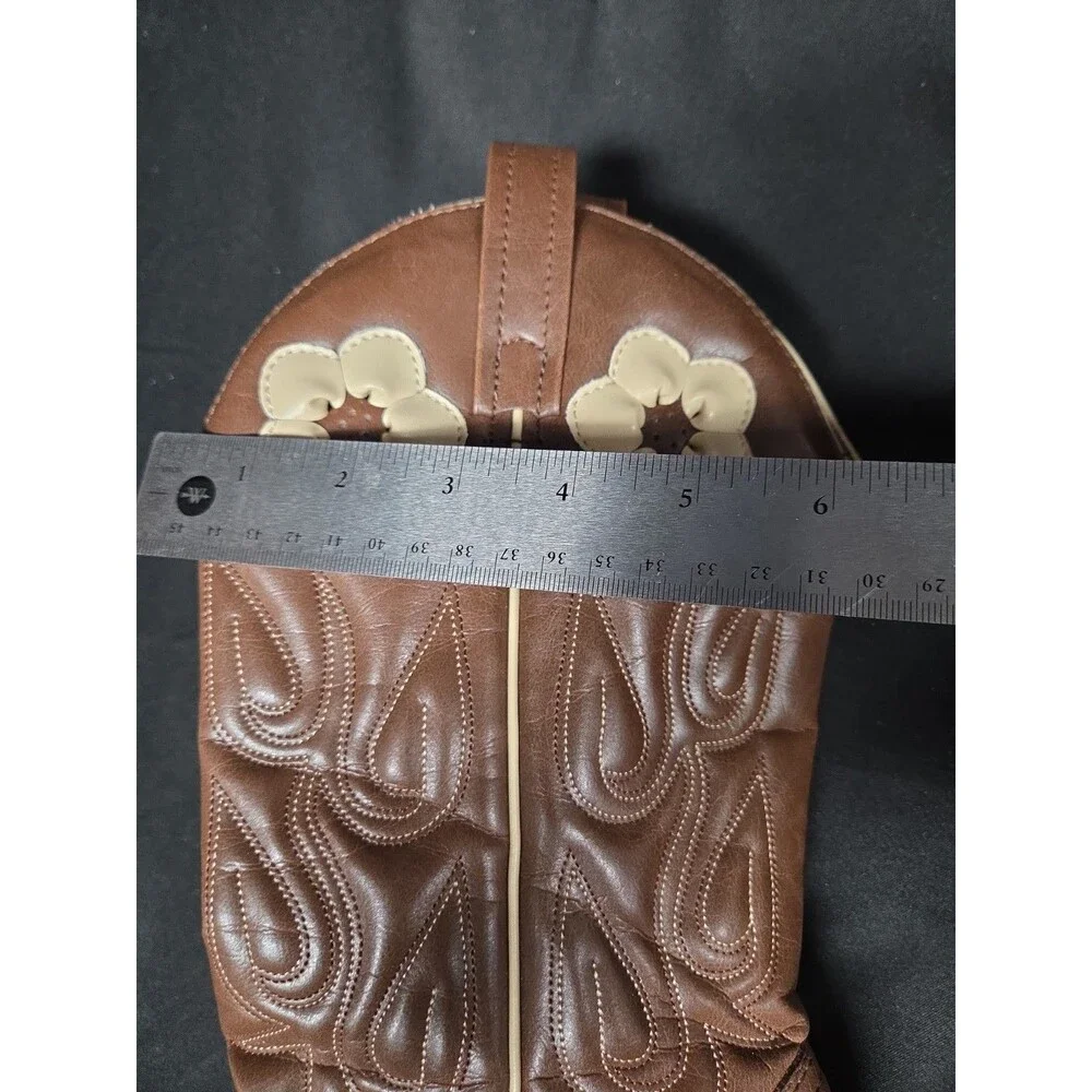 Candies Bannera Brown Cowboy Western Boots Beige Flower Size 8.5